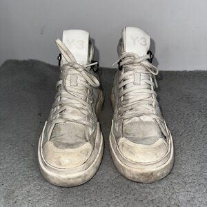 Y-3 Shoes Mens Size 4 White Leather High Top Zip Lace Up Casual Sneakers
